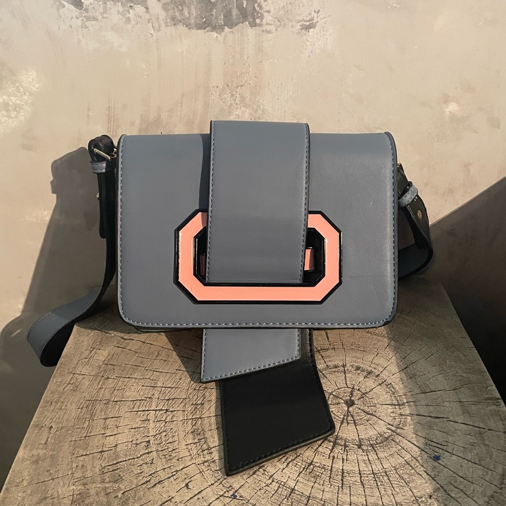 Blue with Pink Accent Crossbody Bag - Picture 5 of 8